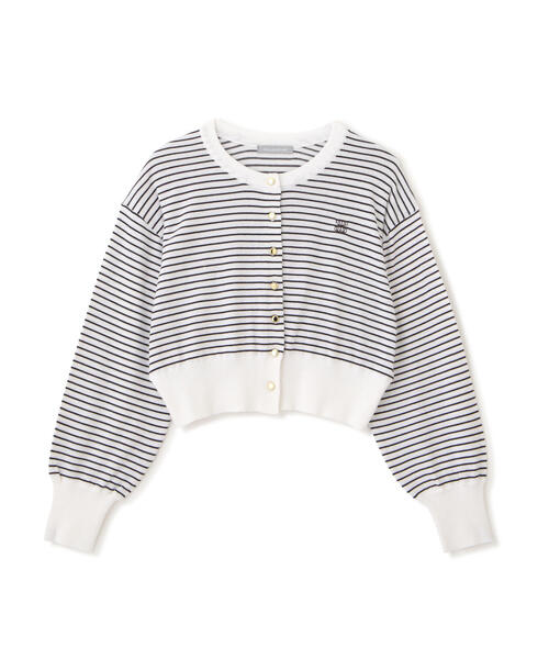 JILL by JILL STUART（ジルバイジルスチュアート）の「◇エンブレムシシュウクルーカーディガン（ニット/セーター・レディース・ネイビー/ホワイト系その他/パープル/ホワイト・FREE）」の12枚目の写真