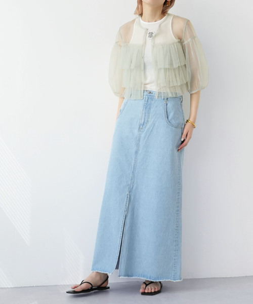 SLOBE citron.(スローブシトロン)の「SLOBE citron.チュールフリルブラウス(シャツ/ブラウス・レディース・ライトグリーン/ピンク・FREE)」の4枚目の写真