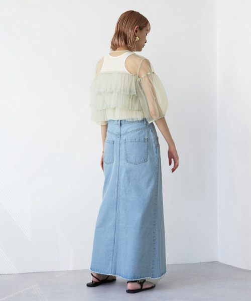 SLOBE citron.(スローブシトロン)の「SLOBE citron.チュールフリルブラウス(シャツ/ブラウス・レディース・ライトグリーン/ピンク・FREE)」の5枚目の写真