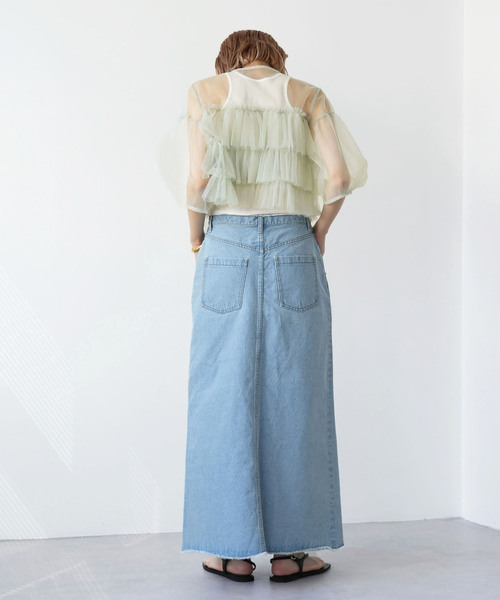 SLOBE citron.(スローブシトロン)の「SLOBE citron.チュールフリルブラウス(シャツ/ブラウス・レディース・ライトグリーン/ピンク・FREE)」の6枚目の写真