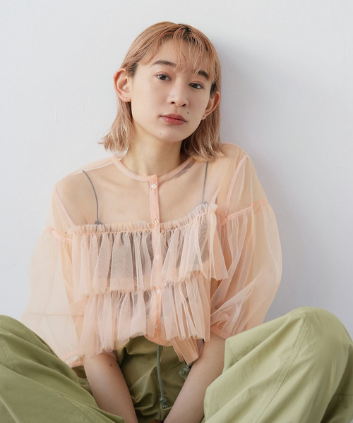SLOBE citron.(スローブシトロン)の「SLOBE citron.チュールフリルブラウス(シャツ/ブラウス・レディース・ライトグリーン/ピンク・FREE)」の17枚目の写真