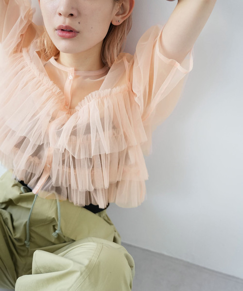 SLOBE citron.(スローブシトロン)の「SLOBE citron.チュールフリルブラウス(シャツ/ブラウス・レディース・ライトグリーン/ピンク・FREE)」の18枚目の写真
