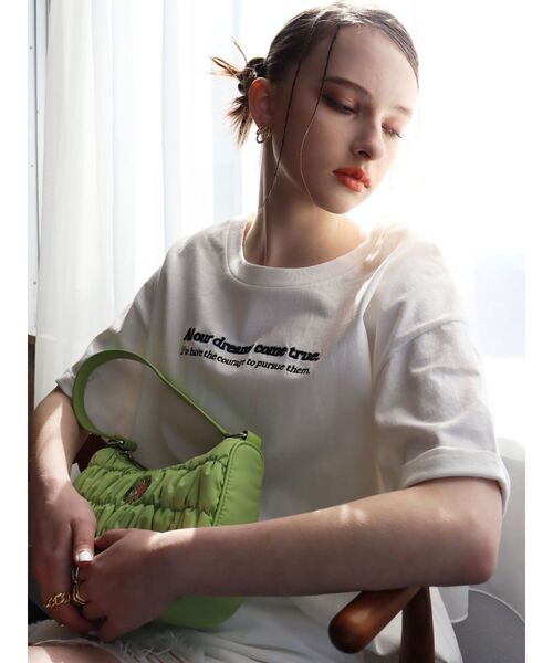 EVRIS（エヴリス）の「DREAMグラフィックオーバーサイズTシャツ（Tシャツ/カットソー・レディース・ブラック/グレー/ネイビー/ホワイト・FREE）」の11枚目の写真