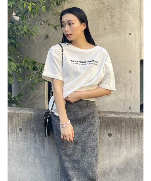 EVRIS（エヴリス）の「DREAMグラフィックオーバーサイズTシャツ（Tシャツ/カットソー・レディース・ブラック/グレー/ネイビー/ホワイト・FREE）」の12枚目の写真