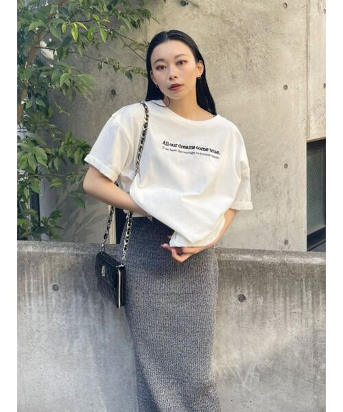 EVRIS（エヴリス）の「DREAMグラフィックオーバーサイズTシャツ（Tシャツ/カットソー・レディース・ブラック/グレー/ネイビー/ホワイト・FREE）」の13枚目の写真