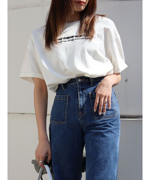 EVRIS（エヴリス）の「DREAMグラフィックオーバーサイズTシャツ（Tシャツ/カットソー・レディース・ブラック/グレー/ネイビー/ホワイト・FREE）」の16枚目の写真