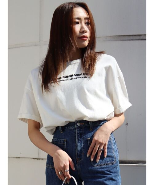 EVRIS（エヴリス）の「DREAMグラフィックオーバーサイズTシャツ（Tシャツ/カットソー・レディース・ブラック/グレー/ネイビー/ホワイト・FREE）」の17枚目の写真