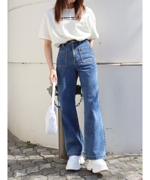 EVRIS（エヴリス）の「DREAMグラフィックオーバーサイズTシャツ（Tシャツ/カットソー・レディース・ブラック/グレー/ネイビー/ホワイト・FREE）」の18枚目の写真