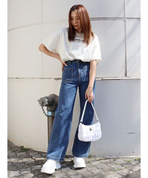 EVRIS（エヴリス）の「DREAMグラフィックオーバーサイズTシャツ（Tシャツ/カットソー・レディース・ブラック/グレー/ネイビー/ホワイト・FREE）」の19枚目の写真