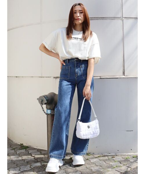 EVRIS（エヴリス）の「DREAMグラフィックオーバーサイズTシャツ（Tシャツ/カットソー・レディース・ブラック/グレー/ネイビー/ホワイト・FREE）」の20枚目の写真