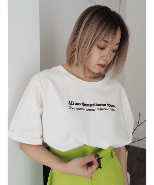 EVRIS（エヴリス）の「DREAMグラフィックオーバーサイズTシャツ（Tシャツ/カットソー・レディース・ブラック/グレー/ネイビー/ホワイト・FREE）」の21枚目の写真