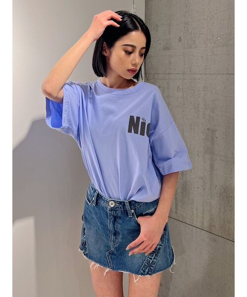 GYDA（ジェイダ）の「NIC CARD BIG Tシャツ（Tシャツ/カットソー・レディース・ラベンダー/オフホワイト・FREE）」の4枚目の写真