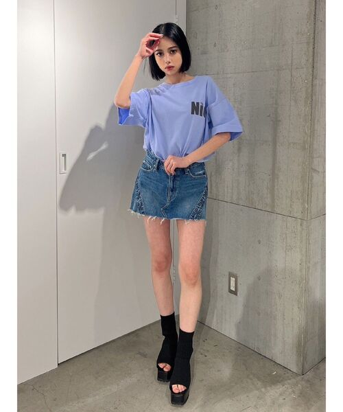 GYDA（ジェイダ）の「NIC CARD BIG Tシャツ（Tシャツ/カットソー・レディース・ラベンダー/オフホワイト・FREE）」の6枚目の写真