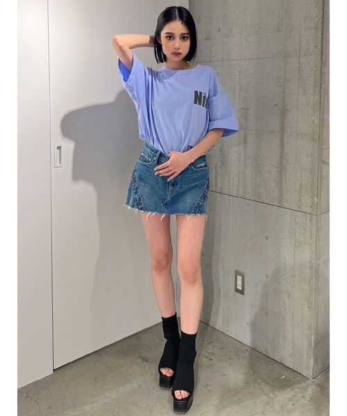 GYDA（ジェイダ）の「NIC CARD BIG Tシャツ（Tシャツ/カットソー・レディース・ラベンダー/オフホワイト・FREE）」の7枚目の写真