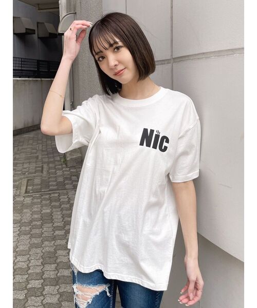GYDA（ジェイダ）の「NIC CARD BIG Tシャツ（Tシャツ/カットソー・レディース・ラベンダー/オフホワイト・FREE）」の8枚目の写真