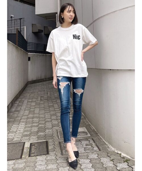 GYDA（ジェイダ）の「NIC CARD BIG Tシャツ（Tシャツ/カットソー・レディース・ラベンダー/オフホワイト・FREE）」の10枚目の写真