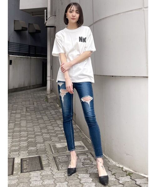 GYDA（ジェイダ）の「NIC CARD BIG Tシャツ（Tシャツ/カットソー・レディース・ラベンダー/オフホワイト・FREE）」の11枚目の写真