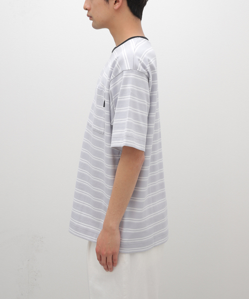 cabaret poval（キャバレーポバール）の「【CABARET POVAL / キャバレーポバール】 Villa Stripe Top（Tシャツ/カットソー・メンズ・チャコールグレー/ブルー・LARGE/X-LARGE）」の6枚目の写真