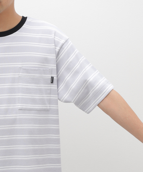 cabaret poval（キャバレーポバール）の「【CABARET POVAL / キャバレーポバール】 Villa Stripe Top（Tシャツ/カットソー・メンズ・チャコールグレー/ブルー・LARGE/X-LARGE）」の14枚目の写真