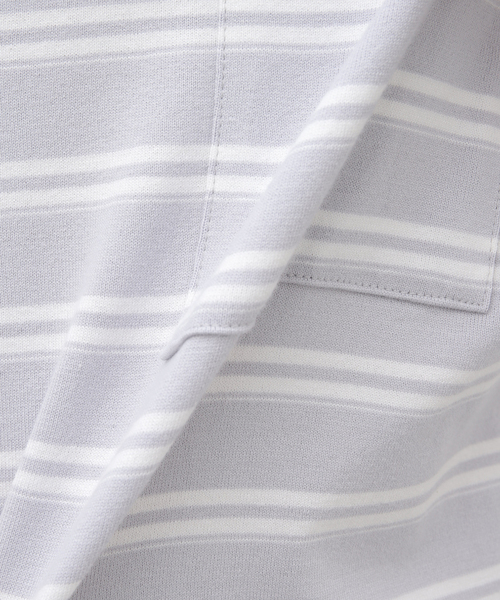 cabaret poval（キャバレーポバール）の「【CABARET POVAL / キャバレーポバール】 Villa Stripe Top（Tシャツ/カットソー・メンズ・チャコールグレー/ブルー・LARGE/X-LARGE）」の17枚目の写真