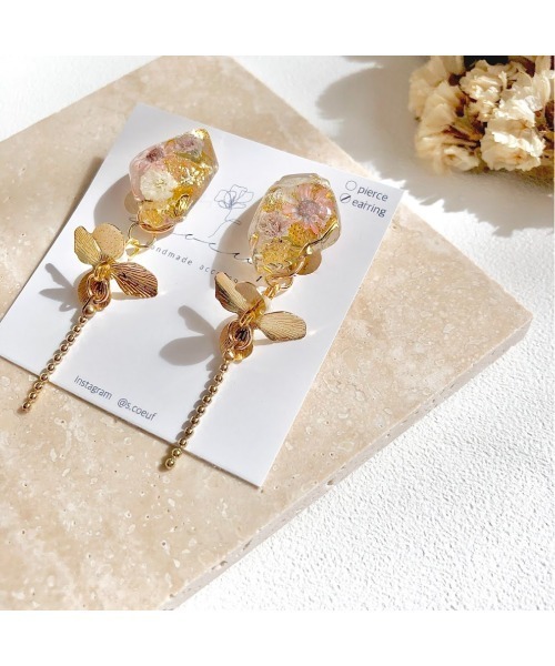 tone（トーン）の「【S.coeuf】【S.coeuf】イヤリング お花畑の鉱石×チェーン(MA)（イヤリング・レディース・ピンク/パープル・FREE）」の3枚目の写真