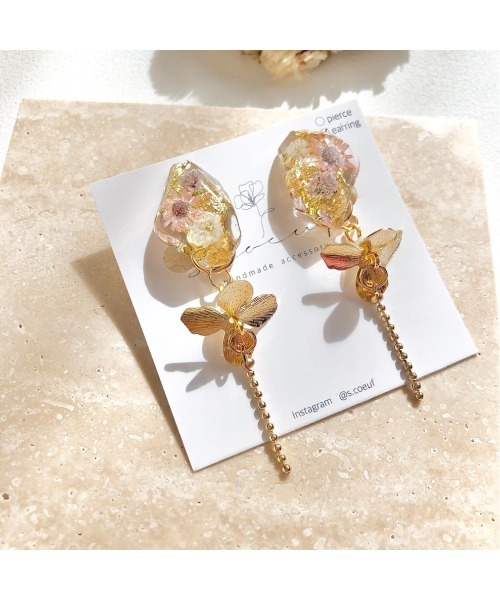 tone（トーン）の「【S.coeuf】【S.coeuf】イヤリング お花畑の鉱石×チェーン(MA)（イヤリング・レディース・ピンク/パープル・FREE）」の4枚目の写真