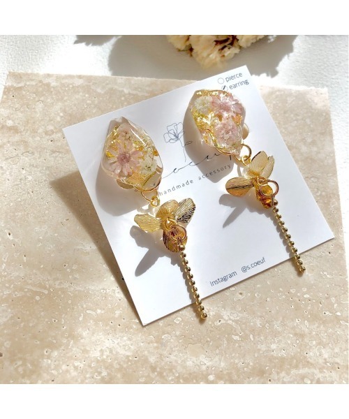 tone（トーン）の「【S.coeuf】【S.coeuf】イヤリング お花畑の鉱石×チェーン(MA)（イヤリング・レディース・ピンク/パープル・FREE）」の7枚目の写真