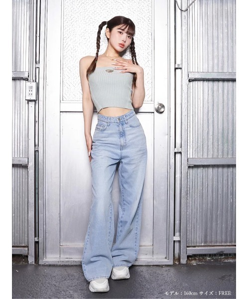 エンブレムリブニットベアトップ（ニット/セーター）｜Darich