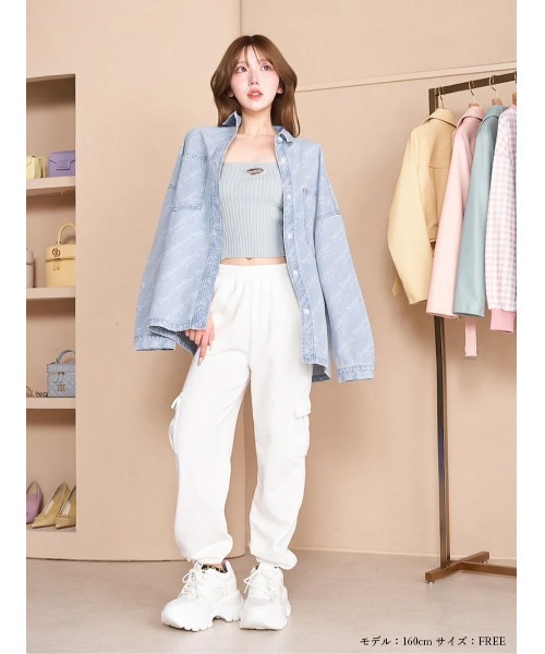 美品★Darich エンブレムリブニットベアトップ ダーリッチ Darich エンブレムリブニットベアトップ （サックス