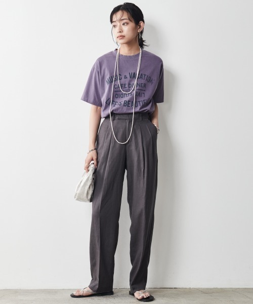 CHIC STYLE（シックスタイル）の「＜大きいサイズ＞レーヨン麻2タックワイドストレートパンツ シックスタイル（その他パンツ・レディース・ベージュ/チャコール・5L/L/3L/4L/LL）」の13枚目の写真