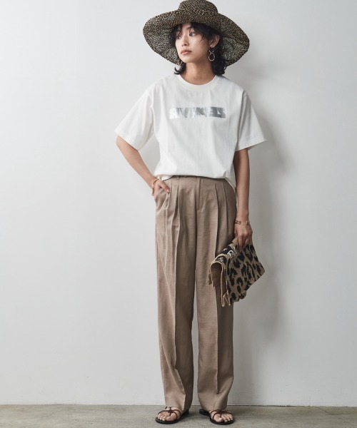 CHIC STYLE（シックスタイル）の「＜大きいサイズ＞レーヨン麻2タックワイドストレートパンツ シックスタイル（その他パンツ・レディース・ベージュ/チャコール・5L/L/3L/4L/LL）」の16枚目の写真