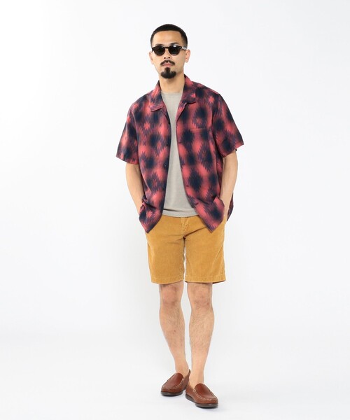 REMI RELIEF（レミレリーフ）の「REMI RELIEF × BEAMS PLUS / 別注 Indigo Check Print Shirt（シャツ/ブラウス・メンズ・レッド/イエロー・SMALL/MEDIUM/LARGE/X-LARGE）」の8枚目の写真