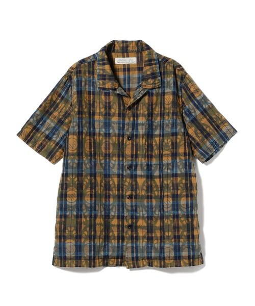 REMI RELIEF（レミレリーフ）の「REMI RELIEF × BEAMS PLUS / 別注 Indigo Check Print Shirt（シャツ/ブラウス・メンズ・レッド/イエロー・SMALL/MEDIUM/LARGE/X-LARGE）」の6枚目の写真