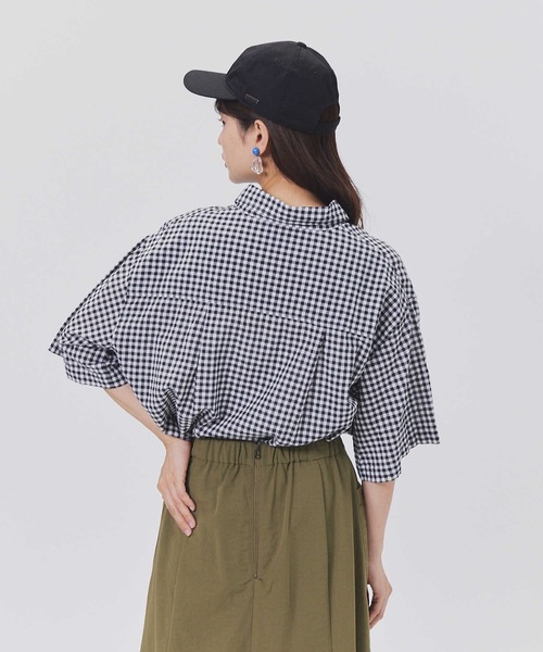 BACK NUMBER（バックナンバー）の「【BACK NUMBER】チェック柄半袖シャツ（シャツ/ブラウス・レディース・ネイビー/ブラウン/ブラック×ホワイト・L/M）」の6枚目の写真