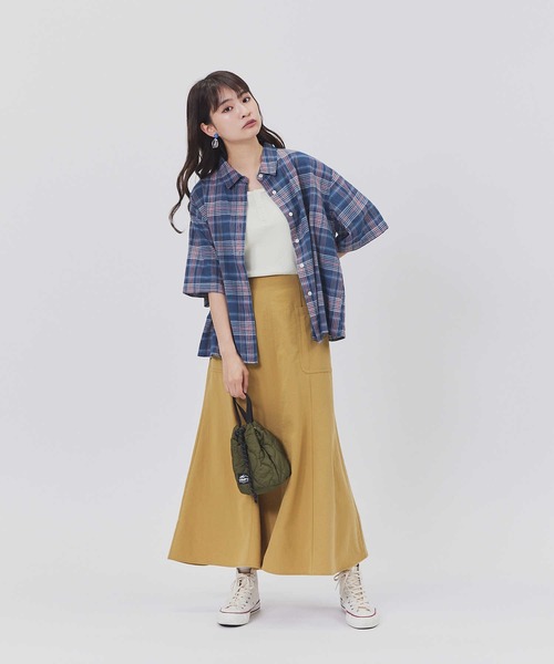 BACK NUMBER（バックナンバー）の「【BACK NUMBER】チェック柄半袖シャツ（シャツ/ブラウス・レディース・ネイビー/ブラウン/ブラック×ホワイト・L/M）」の11枚目の写真