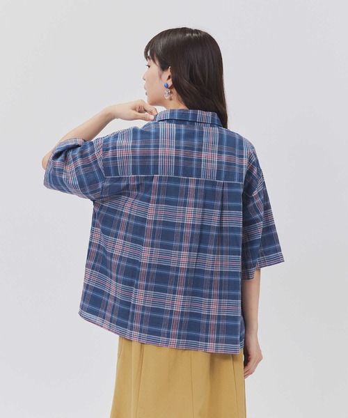 BACK NUMBER（バックナンバー）の「【BACK NUMBER】チェック柄半袖シャツ（シャツ/ブラウス・レディース・ネイビー/ブラウン/ブラック×ホワイト・L/M）」の12枚目の写真