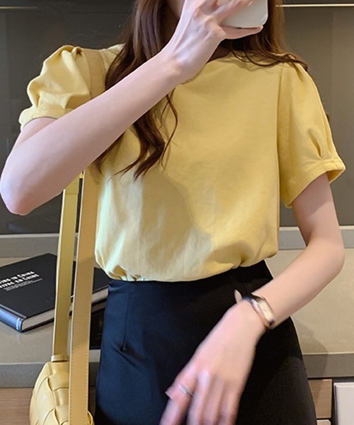 FREE STYLISTS(フリー スタイリスト)の「YUGA_YGMC パフスリーブ Tシャツ(Tシャツ/カットソー・レディース・ホワイト/イエロー/オレンジ/ブラック・M/XL/L)」の22枚目の写真