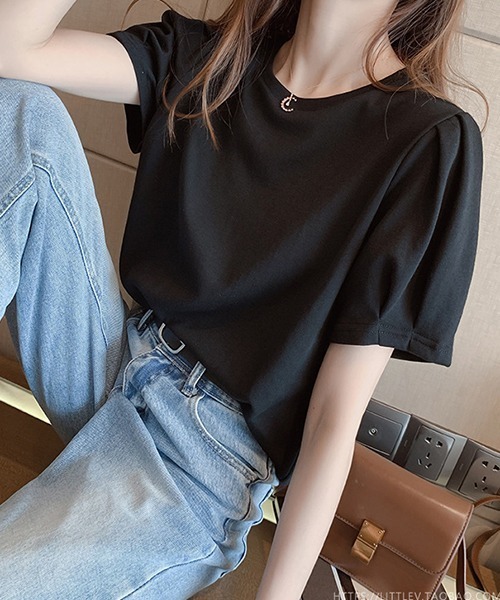 FREE STYLISTS(フリー スタイリスト)の「YUGA_YGMC パフスリーブ Tシャツ(Tシャツ/カットソー・レディース・ホワイト/イエロー/オレンジ/ブラック・M/XL/L)」の8枚目の写真