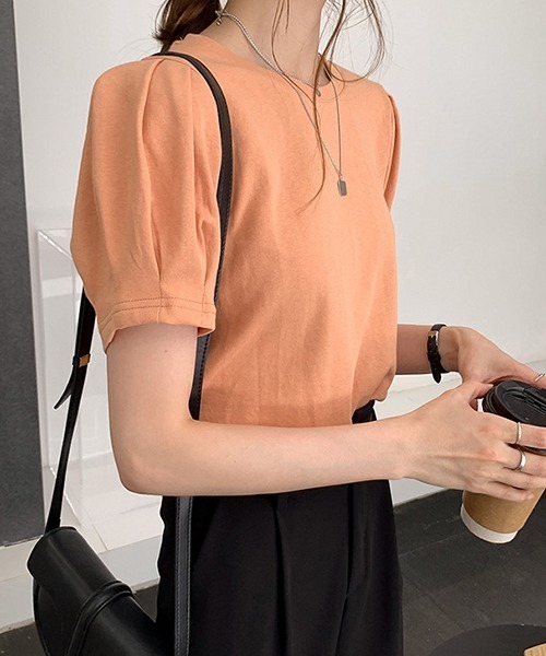 FREE STYLISTS(フリー スタイリスト)の「YUGA_YGMC パフスリーブ Tシャツ(Tシャツ/カットソー・レディース・ホワイト/イエロー/オレンジ/ブラック・M/XL/L)」の9枚目の写真