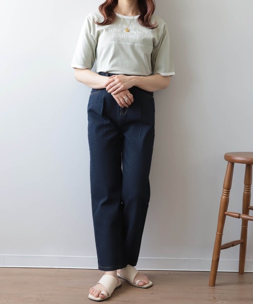 mil(ミル)の「【150㎝前後の小柄さんサイズ】タックデニムパンツ(デニムパンツ・レディース・ネイビー/ケミカルウォッシュ・XS/S/M)」の3枚目の写真