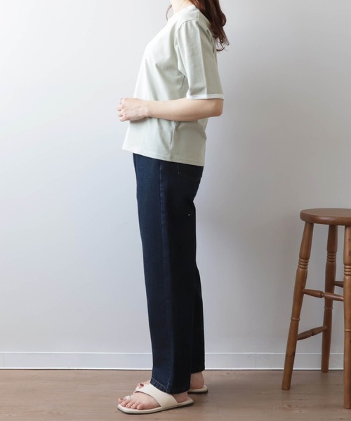 mil(ミル)の「【150㎝前後の小柄さんサイズ】タックデニムパンツ(デニムパンツ・レディース・ネイビー/ケミカルウォッシュ・XS/S/M)」の4枚目の写真