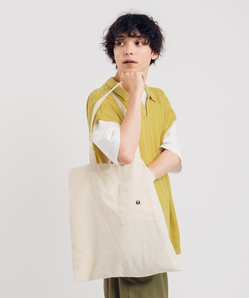 MUHET（ミュエータ）の「ポケット付きトートバッグ（トートバッグ・レディース・オレンジ/グリーン/ブルー/アイボリー・FREE）」の2枚目の写真