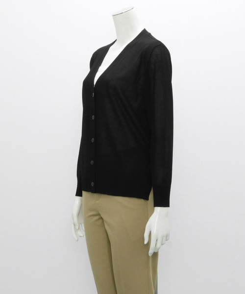 TOKYO SHIRTS（トウキョウシャツ）の「Vネック裾スリット ベーシックニットカーディガン（カーディガン/ボレロ・レディース・ブラック/ホワイト/トップグレー/ライトカーキ/コバルトブルー・M/L）」の14枚目の写真