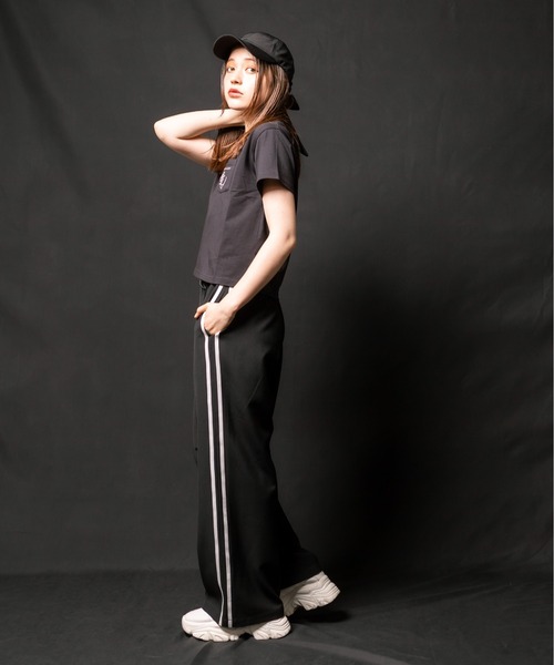 OLIVE des OLIVE（オリーブデオリーブ）の「脚長サイドラインワイドパンツ　1032020020（その他パンツ・レディース・チャコールグレー/ブラック/ピンク・FREE）」の8枚目の写真