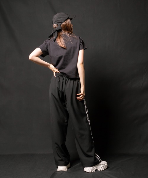 OLIVE des OLIVE（オリーブデオリーブ）の「脚長サイドラインワイドパンツ　1032020020（その他パンツ・レディース・チャコールグレー/ブラック/ピンク・FREE）」の9枚目の写真