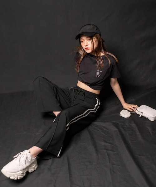 OLIVE des OLIVE（オリーブデオリーブ）の「脚長サイドラインワイドパンツ　1032020020（その他パンツ・レディース・チャコールグレー/ブラック/ピンク・FREE）」の12枚目の写真