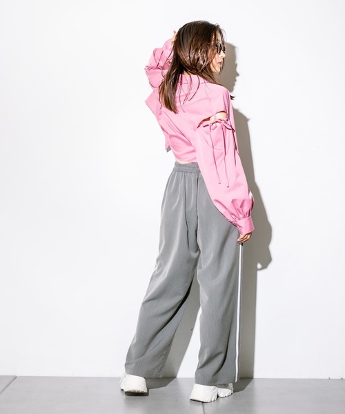 OLIVE des OLIVE（オリーブデオリーブ）の「脚長サイドラインワイドパンツ　1032020020（その他パンツ・レディース・チャコールグレー/ブラック/ピンク・FREE）」の16枚目の写真