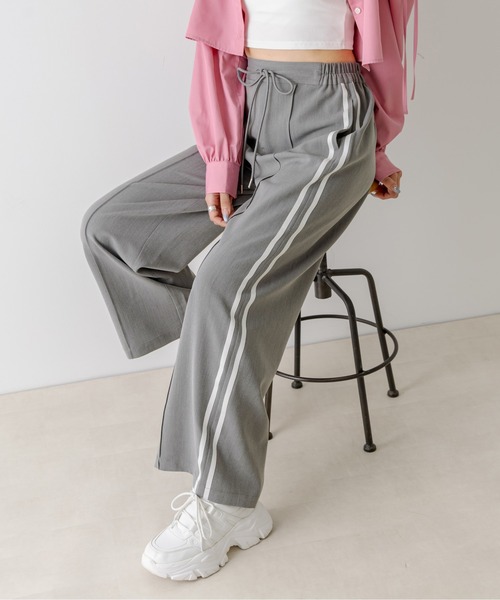 OLIVE des OLIVE（オリーブデオリーブ）の「脚長サイドラインワイドパンツ　1032020020（その他パンツ・レディース・チャコールグレー/ブラック/ピンク・FREE）」の20枚目の写真