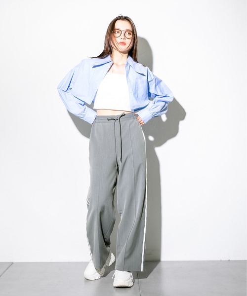 OLIVE des OLIVE（オリーブデオリーブ）の「脚長サイドラインワイドパンツ　1032020020（その他パンツ・レディース・チャコールグレー/ブラック/ピンク・FREE）」の21枚目の写真