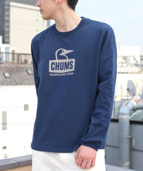 CHUMS(チャムス)の「CHUMS/チャムス ブービーフェイスブラッシュドロングスリーブTEE Booby Face Brushed L/S TEE Shirt(Tシャツ/カットソー・メンズ・ホワイト/ネイビー/ブラック・M/XL/L)」の3枚目の写真
